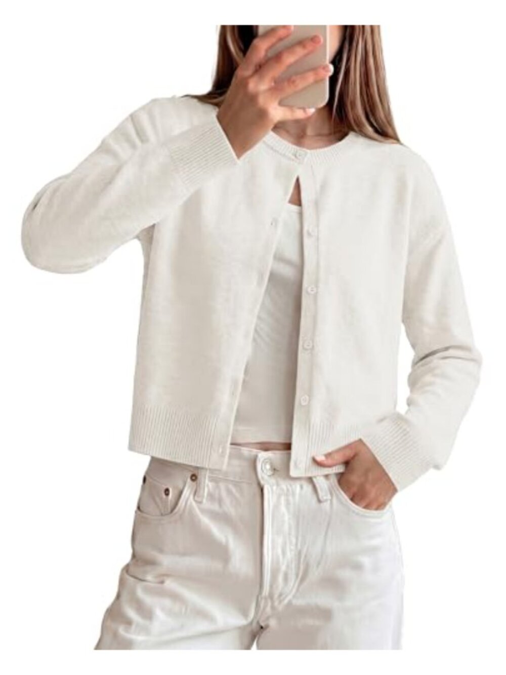 Cropped Cardigan Sweater Y2K Button Down Knit Top